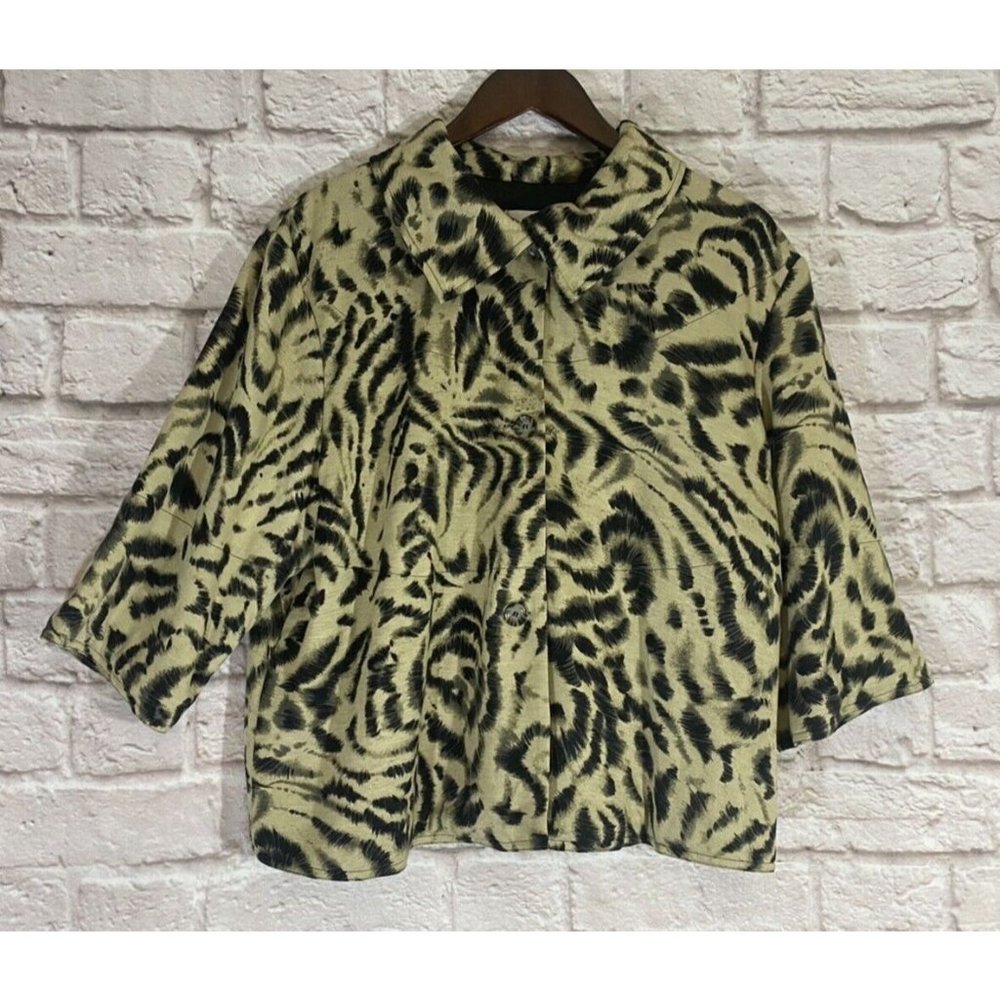 CHICOS Animal‎ Print Blazer 3 XL Soft Lined Relaxed Fit Jacket 9302